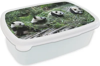 Produktbild von KitchenYeah® Lunchbox Brotzeit Brotdose 17x11 cm Panda - Natur - Bambus Kinder Brotzeitdose - Lunch Box - Kinder - Sandwich-Box - Schulbox - Lunch Boxen