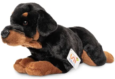 Produktbild von Uni-Toys - Rottweiler, liegend - 39 cm (Länge) - Plüsch-Hund, Haustier - Plüschtier, Kuscheltier