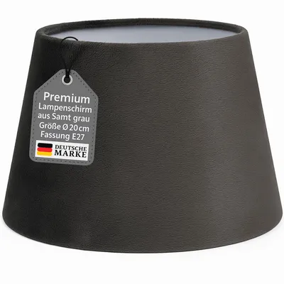 Produktbild von Lampenschirm Premium Ersatzlampenschirm Schirm Samt Grau E27 Fassung Ø 20cm