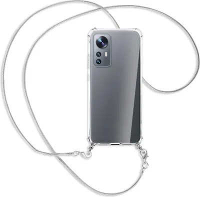 Produktbild von Handykette Backcover-Schutzhülle mit Band (Metall silberfarben) für Xiaomi 12 - silberfarbene Kette Snake