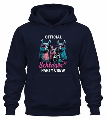 Produktbild von Schlager Party Crew Offiziell Alpaka Lama Prosecco Musik Hoodie Kapuzenpullover, Navy, XXL