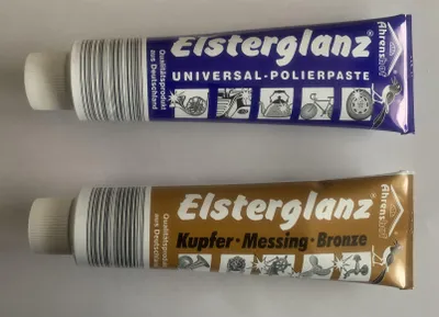Produktbild von Elsterglanz 2er SET XXL 2x150ml Tube Politur Universal-Polierpaste und Kupfer, Messing, Bronze