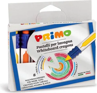 Immagine prodotto di Primo PRIMO - 8 pastelli a cera cancellabili con grip ø9x80mm in scatola