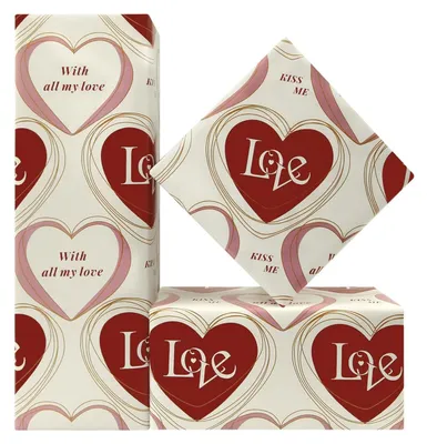 Productafbeelding van Inpakpapier Romantisch - Geschenkpapier Valentijnsdag - Bruiloft - Verjaardag - Jubileum - 4 Vellen 50 x 70 cm - Cadeaupapier