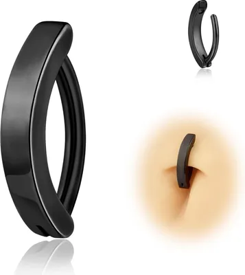 Produktbild von Titan Bauchnabelpiercing 14G Clicker Schwarz Zirkonia 10mm/12mm