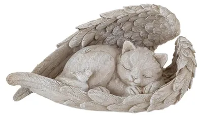 Katzenengel-Grabstein aus Harz, Gartendekoration, 11x8x4 cm, Weiß