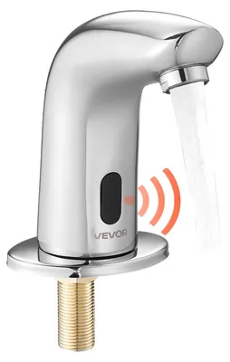 Obrázok produktu pre Bezdotyková umývadlová batéria VEVOR (chrómovo strieborná, G112M) – kúpeľňa, umývadlová batéria, senzorová batéria s krytom otvoru, batéria na batérie, toaletná batéria, umývadlová batéria