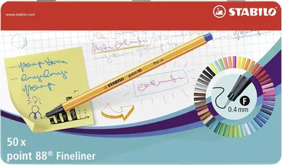 Produktbild von STABILO Set mit 50 Stück – Fineliner – Point 88 – Metalletui