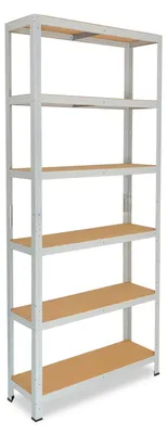 Zdjęcie produktu dla shelfplaza OFFICE 200x80x30 cm regał do dużych obciążeń w kolorze jasny szary z 6 półkami i udźwigiem 145 kg na półkę