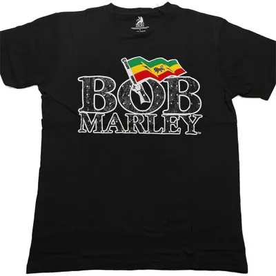 Zdjęcie produktu dla Bob Marley Flag Logo Black S Koszulka
