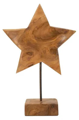 Obrázek produktu pro Mauro Ferretti Teaková socha hvězdy 28x12x42 cm hnědá