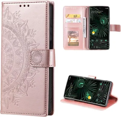Image de Housse pour Google Pixel 6 Pro Housse pour téléphone portable Flip Case Cover Mandala or rose