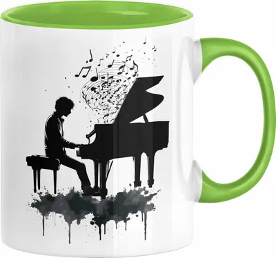 Produktbild von Klavier-Spieler Geschenk Tasse Grafik Piano Spielerin Geschenkidee Becher (Grün)