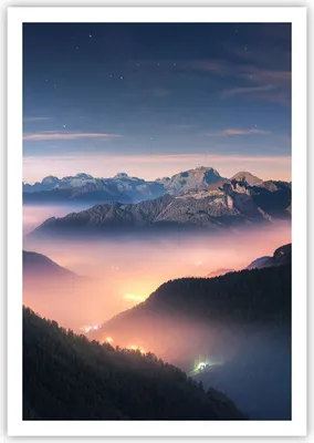Produktbild von Poster - Poster ohne Rahmen - Berge Wolken Nebel - 70x100 cm - Wand Bild - Wanddeko - Wandbilder - Kunstposter - Wandposter - Bilder - Kunstdruck - Wanddekoration - Wandbild - P2XPA70x100-5004