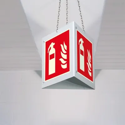 Produktbild von PERMALIGHT power langnachleuchtend Triarama-Set Feuerlöscher, ASR/ISO, 3seiti...