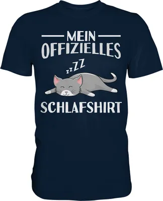 Produktbild von Offizielles Schlafshirt Nachthemd Schlafanzug Pyjama Katze T-Shirt – Navy / 3XL