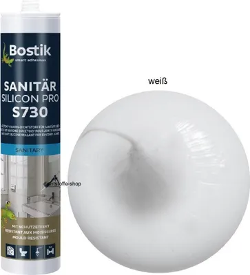 Produktbild von Bostik S730 Sanitär Silicon Pro 300ml Kartusche Silikon Fugen Dichtstoff Weiß