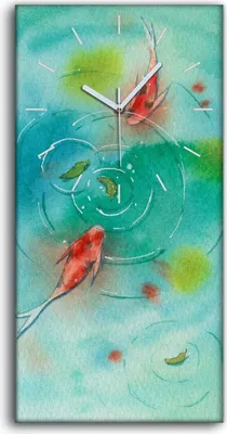 Produktbild von Wandbild Leinwand Bilder Wanduhr 30x60 Gemälde See Wasser Tier Fisch Kunst - weiße Hände