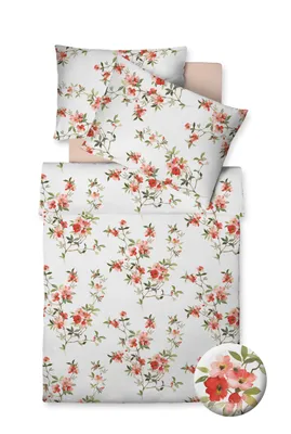 Produktbild von Fleuresse Interlook Jersey Bettwäsche 135x200 Blütenzweige lachs koralle 078382-8