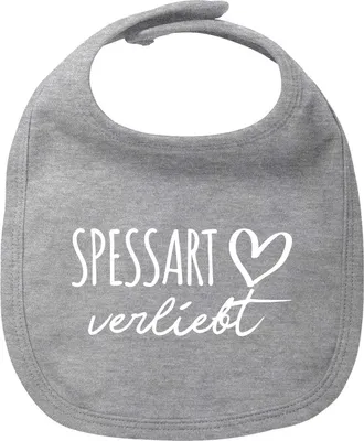 Produktbild von Huuraa Baby Lätzchen Spessart verliebt Heather Grey Klettverschluss  Baumwolle Latz Geschenkidee