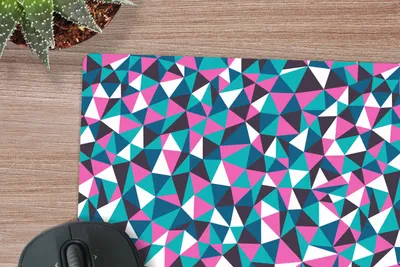 Produktbild von MuchoWow® Mauspad Mousepad Geometrie - Rosa - Blau - Weiß - Muster 23x19 cm - Mousepads - Maus Mat - Pad - Mausunterlage - Schreibtischunterlage - Mauspad