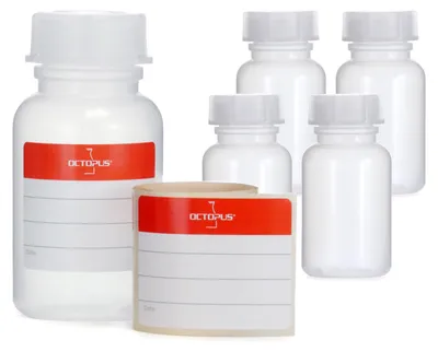 Produktbild von 5x 100 ml Weithalsflasche mit Deckel, naturfarben, rund, G 32