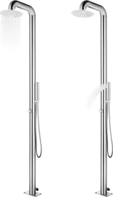 Produktbild von vidaXL Gartendusche mit Grauer Bodenplatte 230 cm Edelstahl