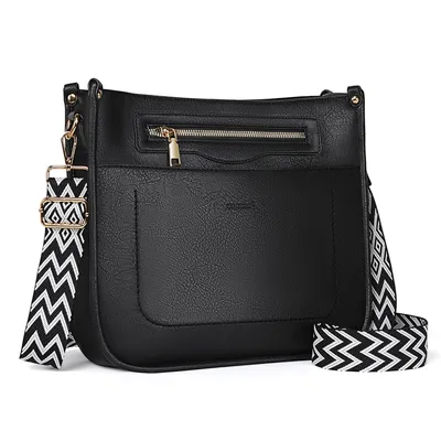 Produktbild von Umhängetasche Damen Handtasche mittelgroß Crossbody Bag multi pochette tasche Damenhandtasche mit Verstellbar Breitem Schultergurt (Schwarz)