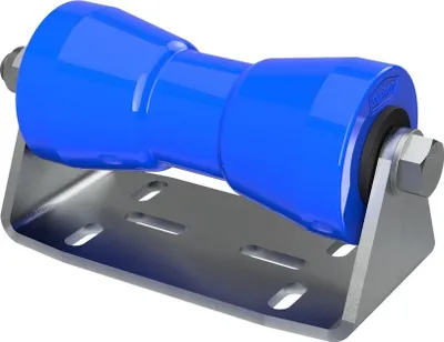Image de Rouleau de quille en polyuréthane avec support B aide à la mise à l'eau des remorques de bateaux galvanisé SUPROD, 180 mm, bleu