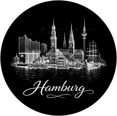 Produktbild von Hamburg Skyline Magnet mit Elbphilharmonie und Michel
