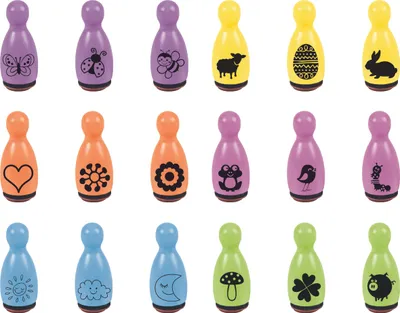 Produktbild von HEYDA 204888686 Stempel-Figuren Frühjahr Holz farbig lackiert