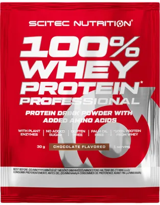 Produktbild von Scitec Nutrition 100% Whey Protein Professional 30 g Zitronen-Ksekuchen / Protein Proben / Schmackhaftes Whey Protein, angereichert mit zustzlichen Aminosuren und Verdauungsenzymen