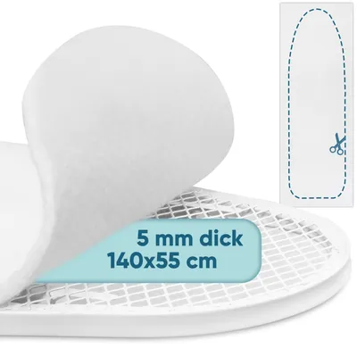 Immagine prodotto di Cuscinetto per asse da stiro Villkin - Imbottitura da 5 mm | Adattamento universale | Ideale per ferri da stiro a vapore | Può essere tagliato a misura per tutte le assi da stiro