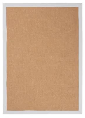 Image de carpetfine Tapis Rond en sisal tissé à la main Rectangle 200x290 cm avec bordure en coton blanc | Tapis naturel antidérapant uni en fibres naturelles tissage plat pour salon et chambre