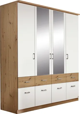 Produktbild von Kleiderschrank - Alpinweiß - Artisan Eiche Nachbildung - 181 x 199 cm - 4 Türen