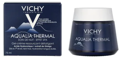 Produktbild von Vichy Aqualia Thermal Night Spa, Sleeping mask, Frauen, Mischhaut, trockene Haut, normale Haut, ölige Haut, Empflindliche Haut, Nasse Haut, Anti-Müdigkeit, Anti-Stress, Feuchtigkeitsspendend, Beruhigend, Hyaluronsäure, Topf