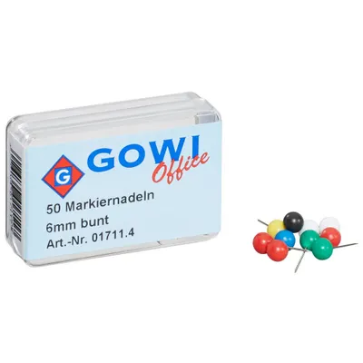 Produktbild von Gowi 50 Pinnadeln farbsortiert