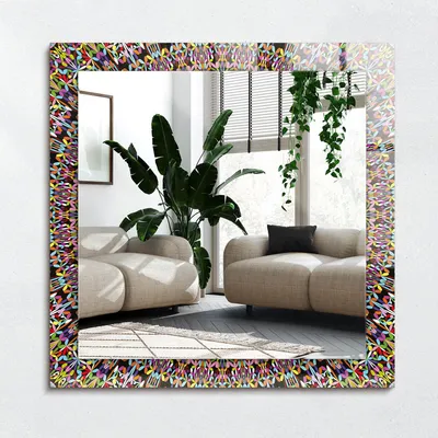 Zdjęcie produktu dla Kolorowa mandala wzór – Lustro Prostokątne z Printem 60x60 cm – Nowoczesne – Dekoracyjne Na Ścianę