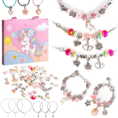 Immagine prodotto di Kit per creare braccialetti con ciondoli per bambine - Set creativo per bambini