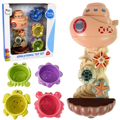 Image de Ensemble de jouets de bain : Ventouses en forme de cascade d'animaux marins et de navires