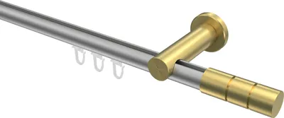 Produktbild von Interdeco Innenlaufstange / Gardinenstange mit Innenlauf Silbergrau / Messing-Optik, Typ Platon Elanto (Rillenzylinder), 20 mm Ø 1-läufig, 400 cm