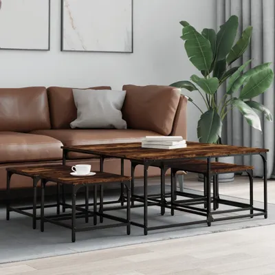 Obrázek produktu pro Maison Exclusive – sada 5 stolků, kouřové dubové dřevo