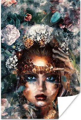 Produktbild von MuchoWow® Poster Blumen - Rauchen - Frauen 80x120 cm - Papierdruck