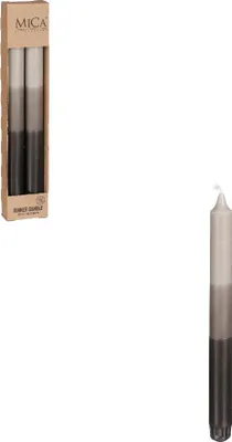Produktbild von Mica Spitzkerze Dip-dye Stearin grau - 2 Stück