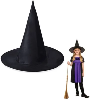 Immagine prodotto di Cappello da strega nero per bambini - Cappello da mago pieghevole per Halloween e feste