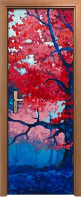Produktbild von Türposter 70x200 cm Türaufkleber Türtapete Türfolie Klebefolie Landschaft Herbst Baum Wald Malerei
