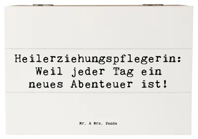 Produktbild von Mr. & Mrs. Panda Box aus Holz Spruch Heilerziehungspflegerin Abenteuer 22 x 15 cm - Weiß - Geschenk, Beruf, Einfühlungsvermögen, pflegerische Unterstützung, Berufe