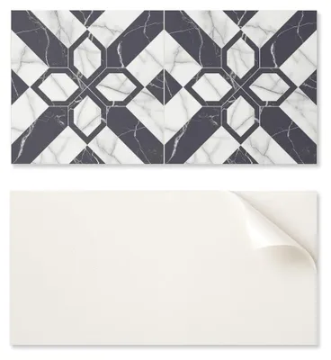 Produktbild von Selbstklebende Vinylplatte mit Aufdruck für Badezimmer, 120 x 60 cm, geometrisches Marmormuster