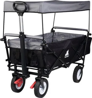 Image de Chariot de courses pliable de 100 litres, réglable, 80 kg, noir, léger