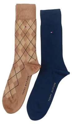 Obrázok produktu pre Tommy Hilfiger – ponožky pre pánov (balenie po 2 páry) NA772 (43 EU – 47 EU) (béžová/námornícka modrá)